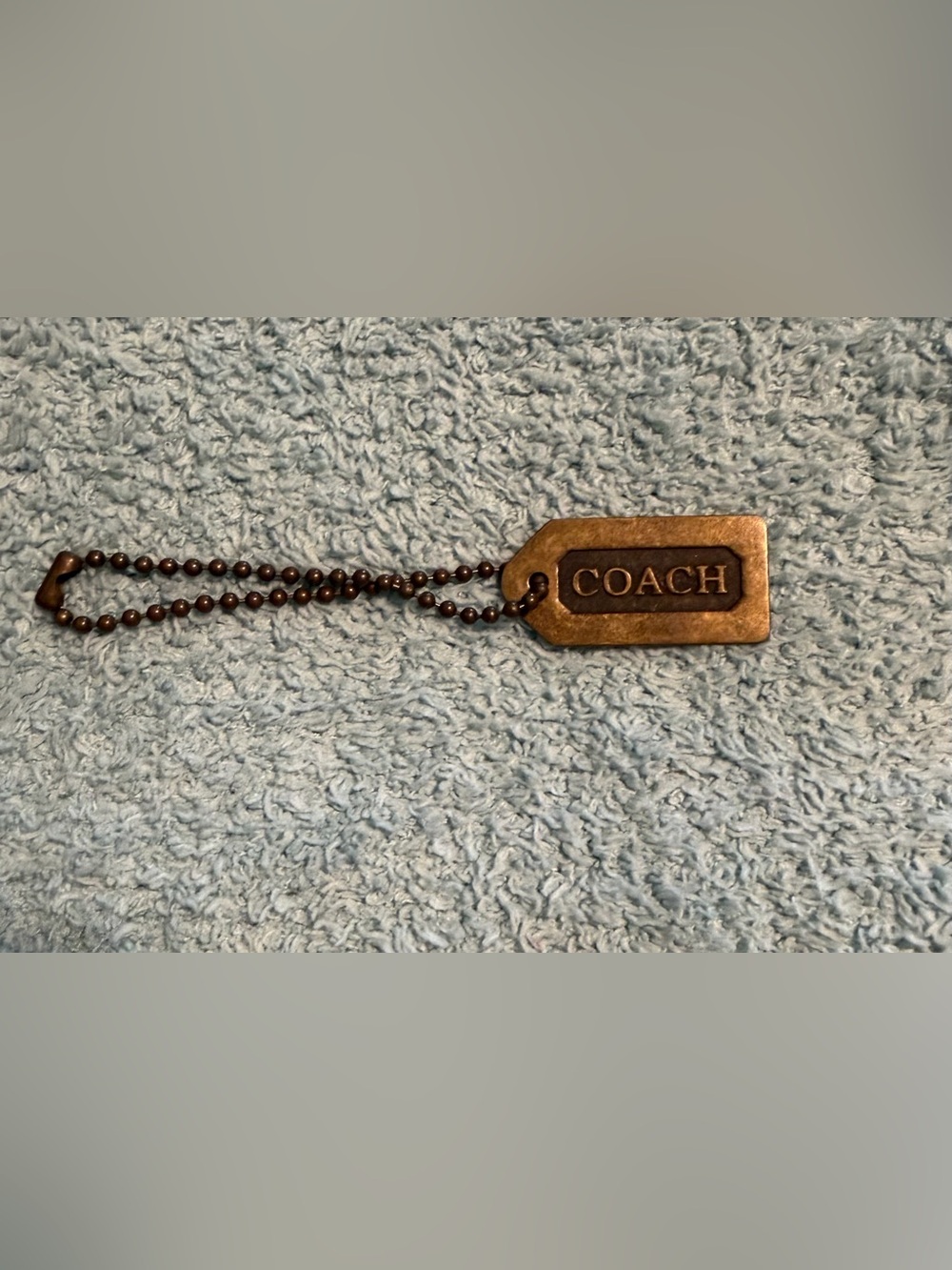 Coach Vintage Brass Tone Metal Hang Tag Purse Replacement Charm Bronze Keychain
